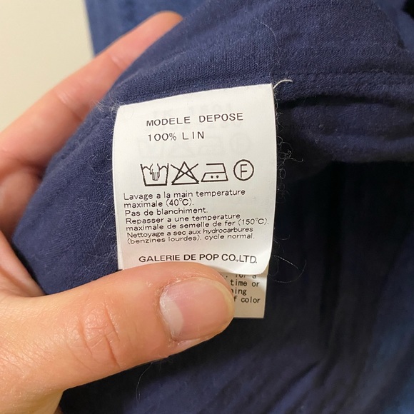 pas de calais Navy Blue Linen Vest with Ribbon - Picture 8 of 10